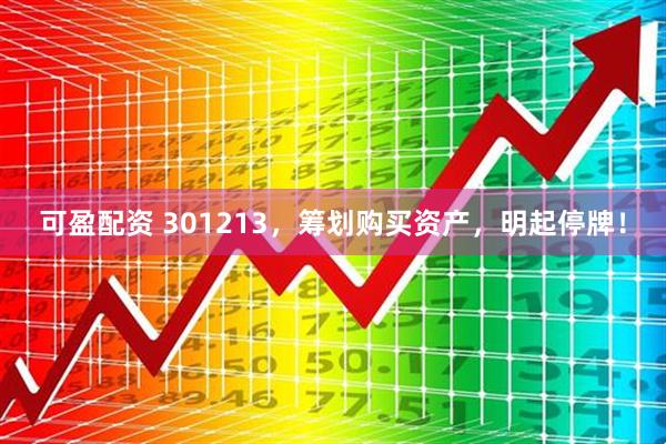 可盈配资 301213，筹划购买资产，明起停牌！